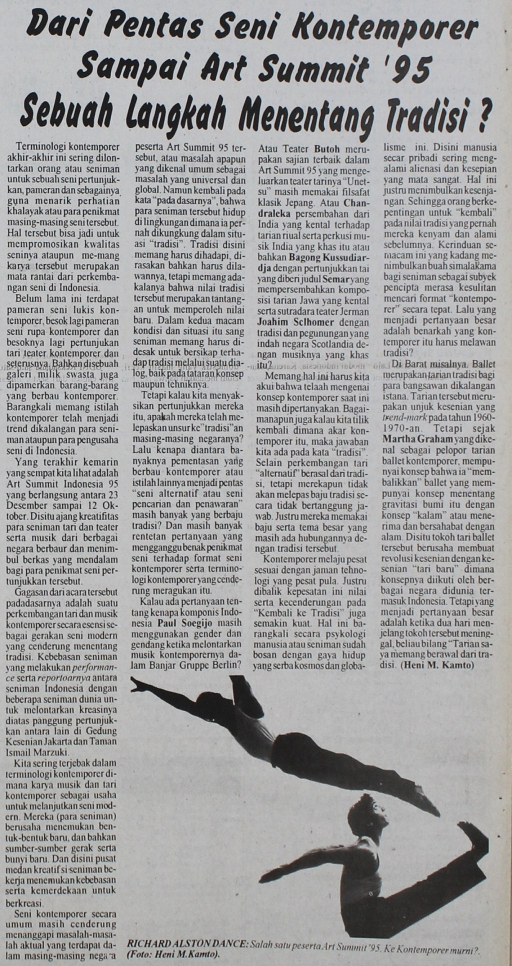 Dari Pentas Seni Kontemporer Sampai Art Summit ’95 – Sebuah Langkah Menentang Tradisi?